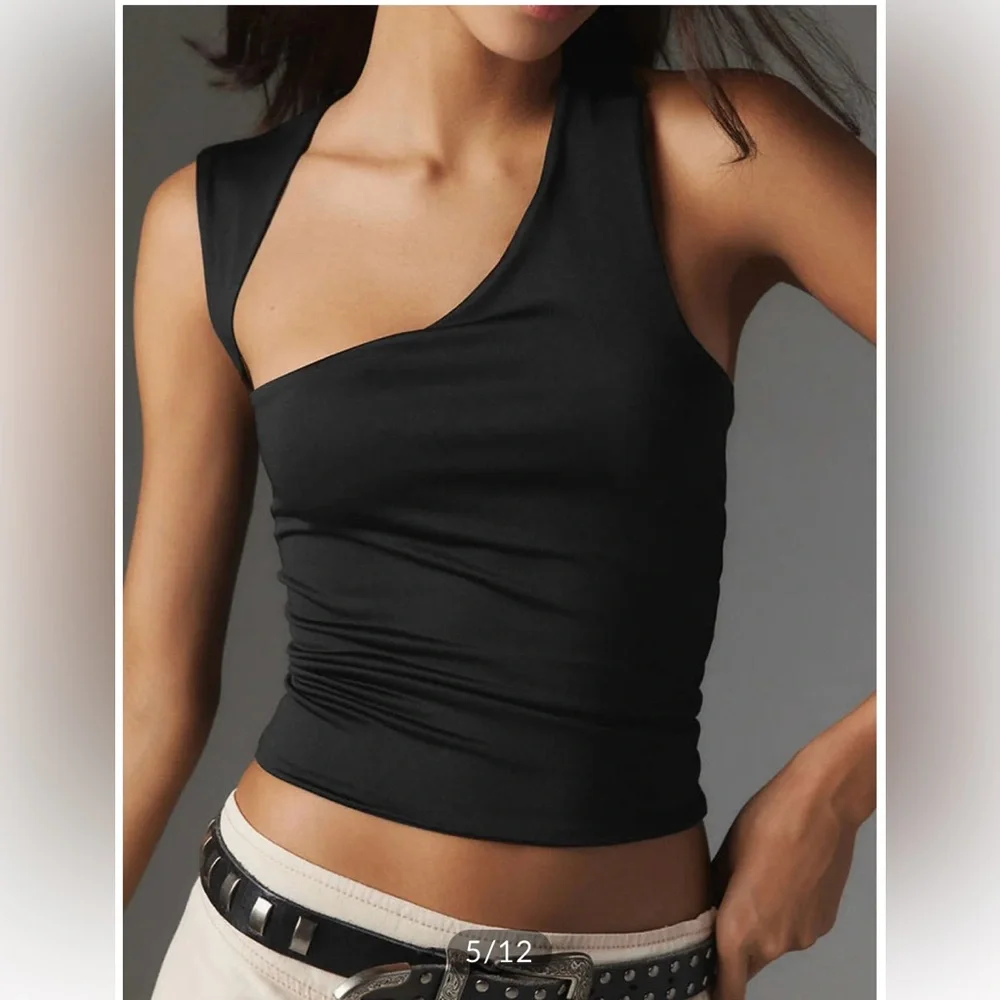 Commense Black Asymmetrical Tank Top - Picture 1 of 4